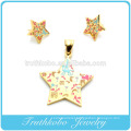 2014 Artificial Big Costume Jewelry Stainless Steel Colorful Enamel Design Gold Plated Star Stud Earring Pendant Jewelry Set